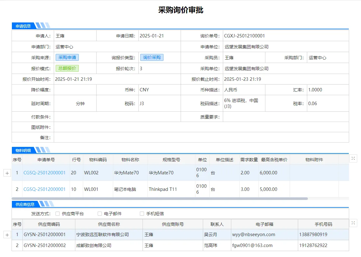 采购询价审批